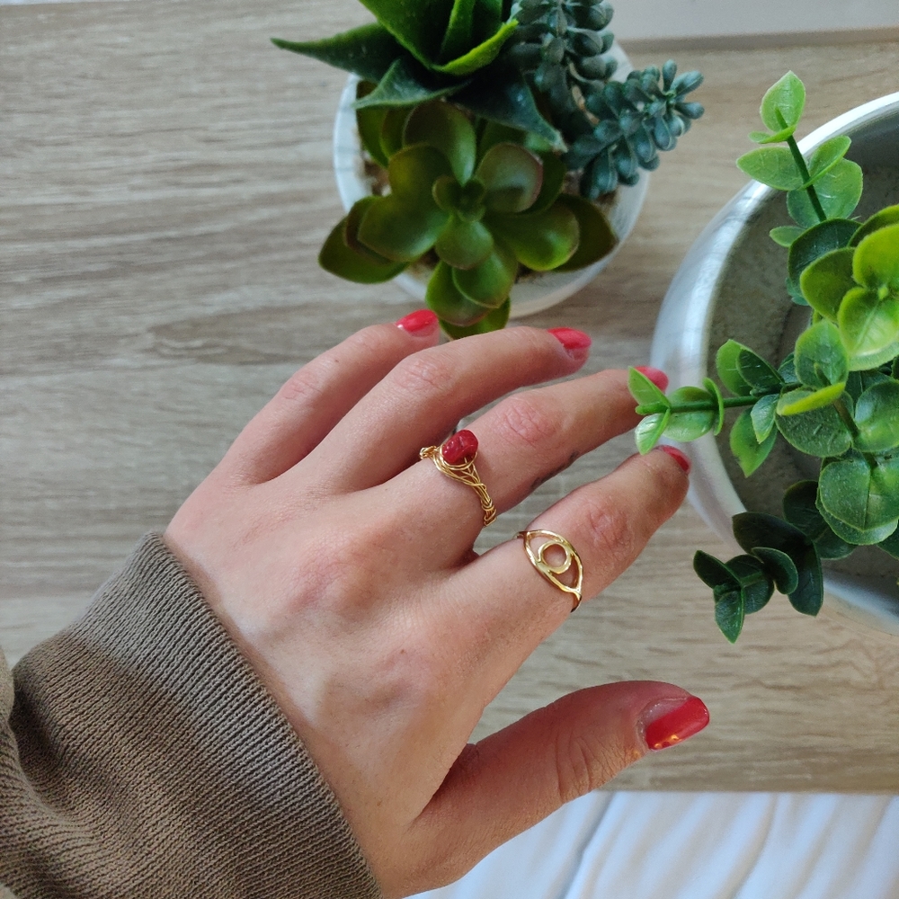 3/$20 RED JASPER CRYSTAL RING - Picture 2 of 3